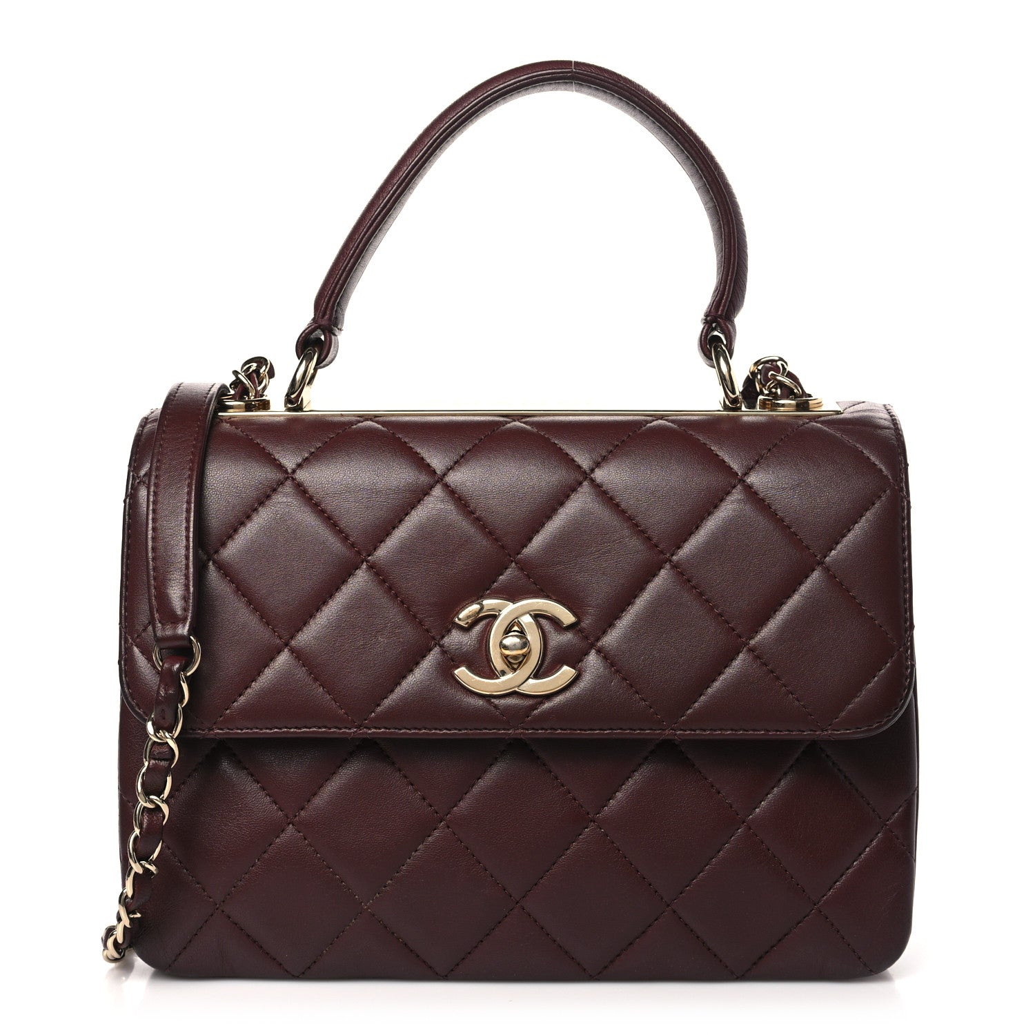 Chanel Lambskin Quilted Small Trendy CC Flap Dual Handle Bag Burgundy 1 of 12