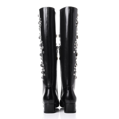 Saint Laurent Ketta Studded Babies 40 Brod Knee High Boots 36.5 Black 6 of 10