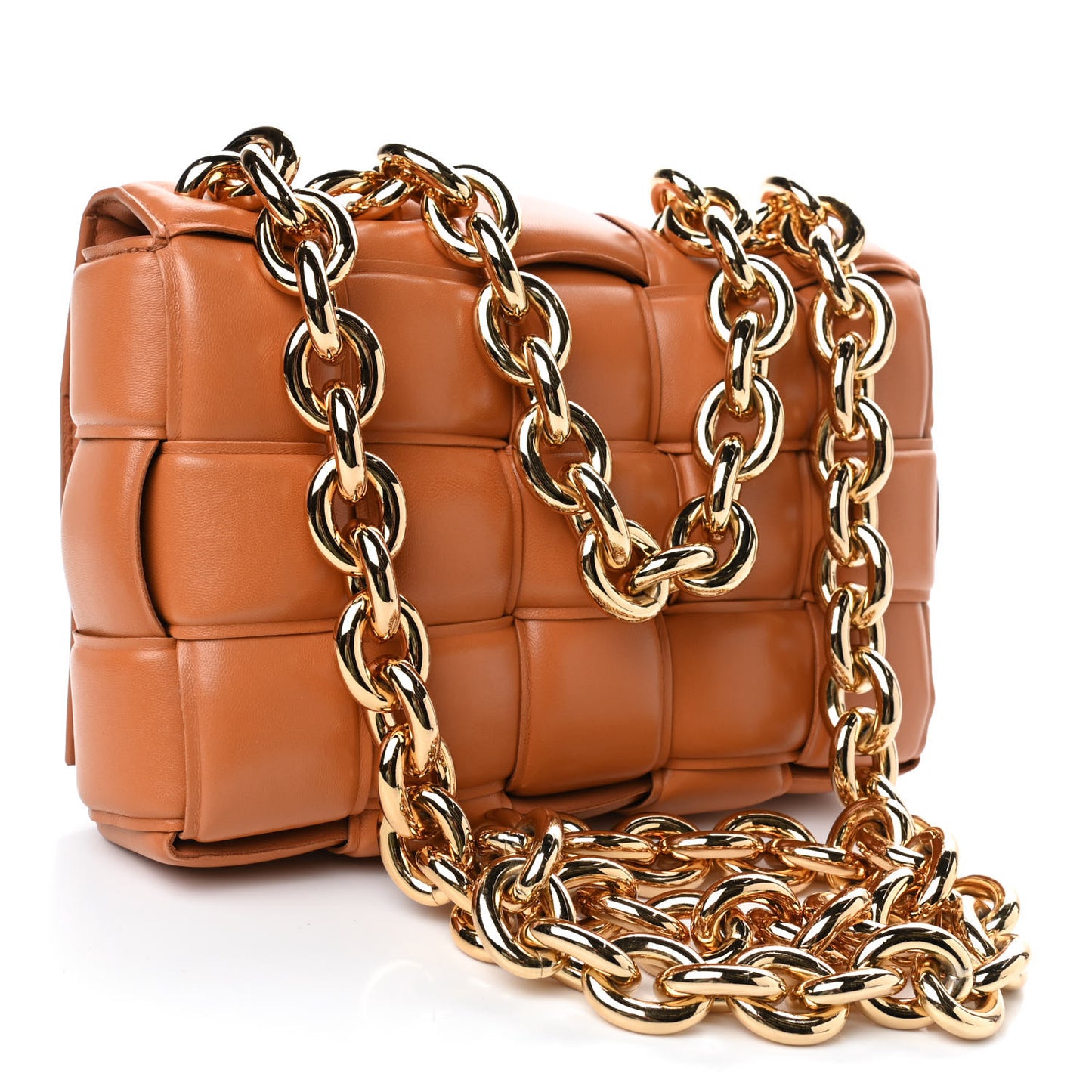 Lambskin Maxi Intreccio Padded Chain Cassette Crossbody Bag Clay