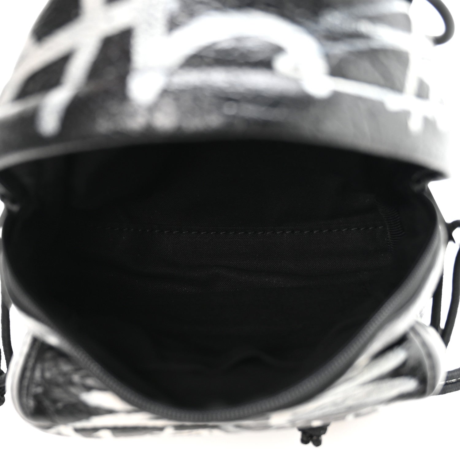 Balenciaga Agneau Arena Graffiti All Over Mini Explorer Crossbody Backpack  Black White 5 of 9