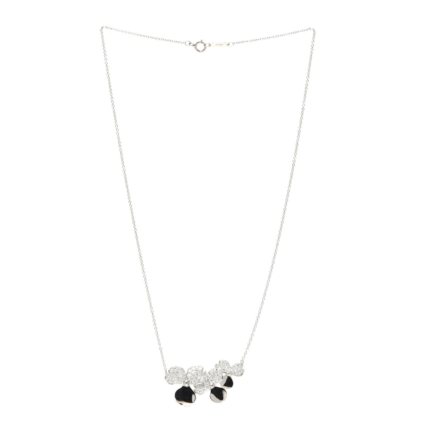 Tiffany Platinum Diamond Mini Paper Flowers Cluster Pendant Necklace 3 of 7