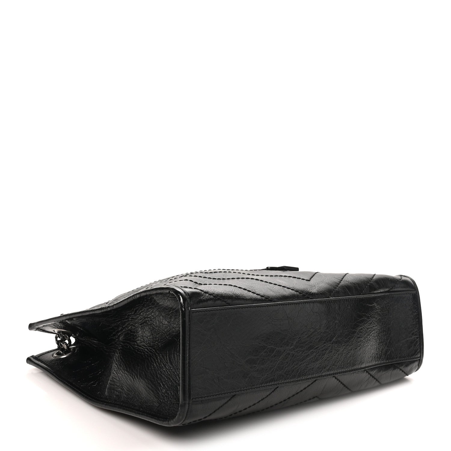 Saint Laurent Crinkled Calfskin Matelasse Monogram Medium Niki Shopper Tote Black 4 of 10