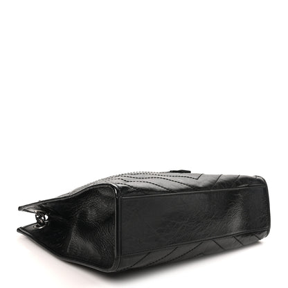 Saint Laurent Crinkled Calfskin Matelasse Monogram Medium Niki Shopper Tote Black 4 of 10