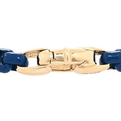 David Yurman Stainless Steel 14K Yellow Gold Acrylic Bel Aire 4mm Chain Bracelet Navy 4 of 4