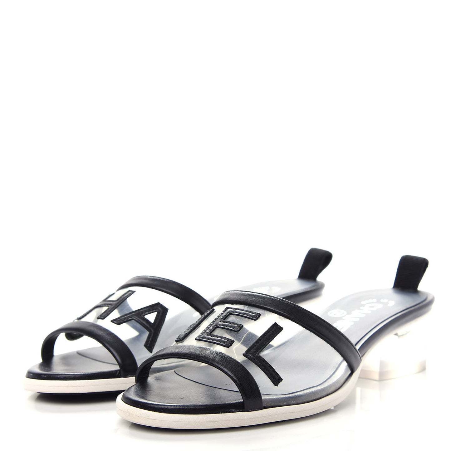 PVC Lambskin Logo Mules 35.5 Black