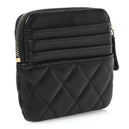Chanel Caviar Quilted Zip Card Holder Wallet Black 3 of 8
