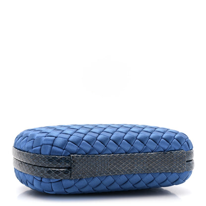 Bottega Veneta Satin Intreccio Impero Ayers Knot Clutch Blue 4 of 11