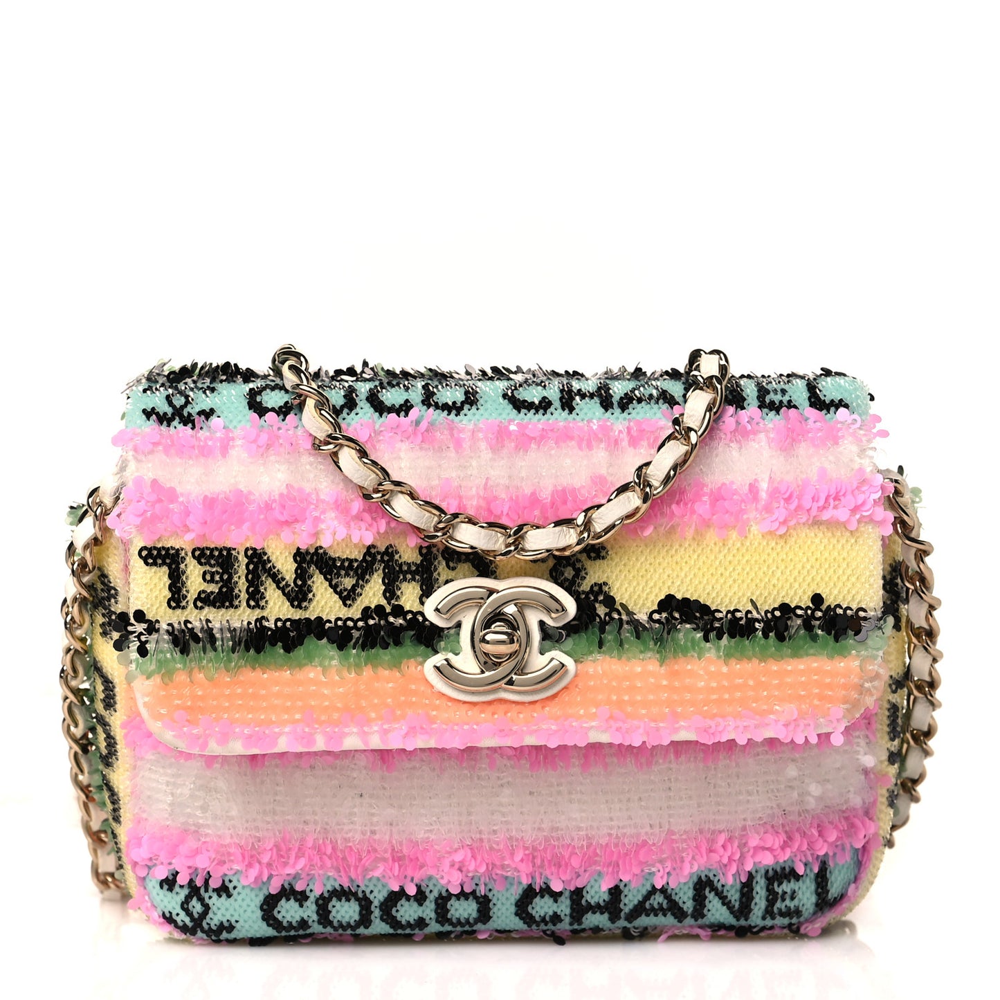 Sequin COCO Clutch With Chain Multicolor