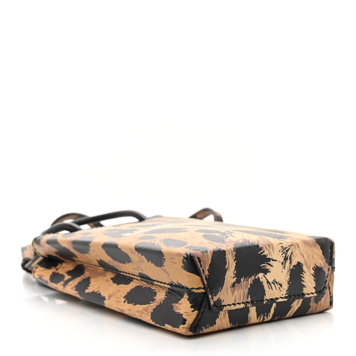 Smooth Calfskin Leopard Print Logo Shopping Phone Holder Bag Beige Black