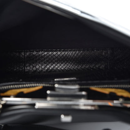 Fendi Vitello Seta Python Crocodile Monster Eyes Medium Peekaboo Iconic Satchel Black Girasole 5 of 7