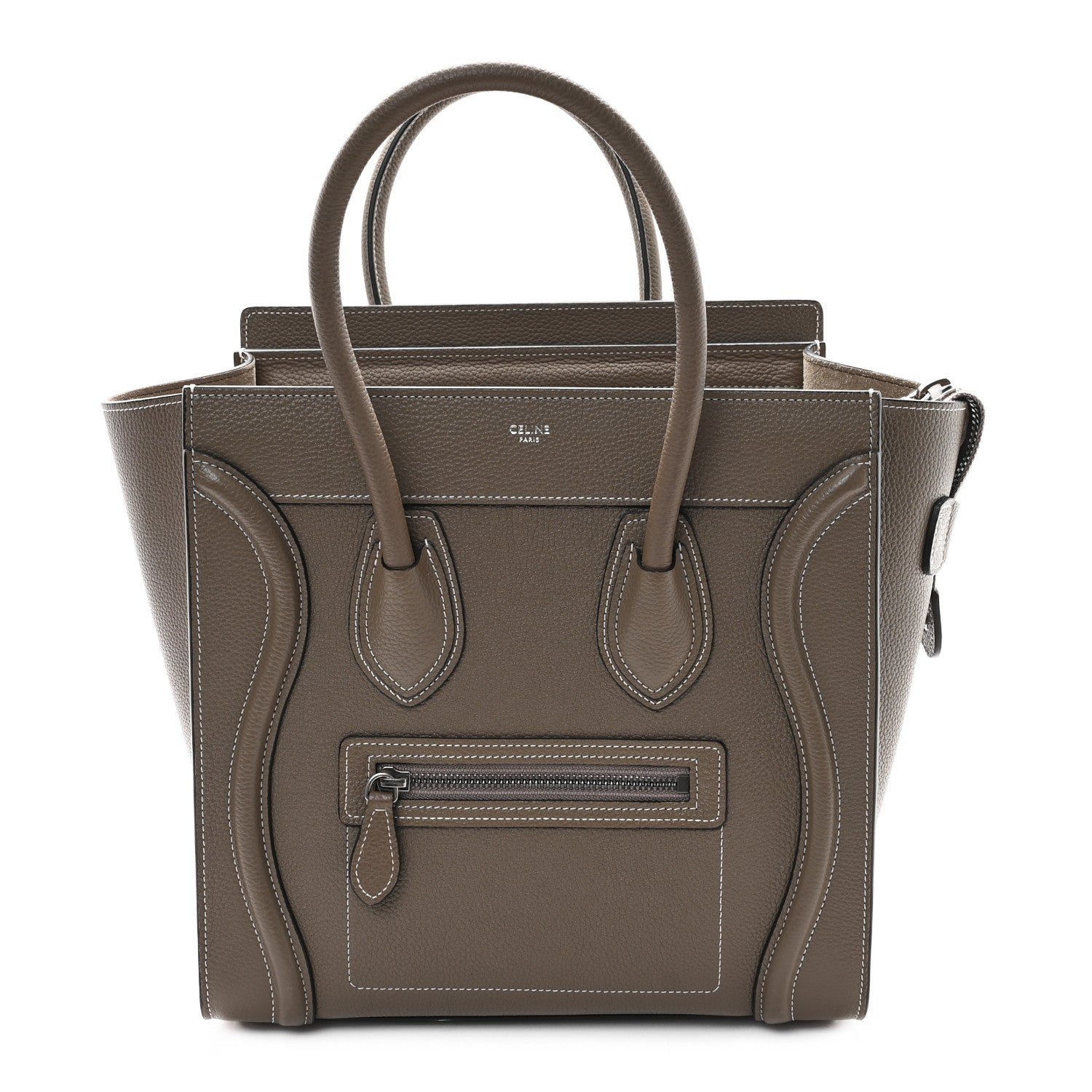 Celine Drummed Calfskin Micro Luggage Souris 1 of 10