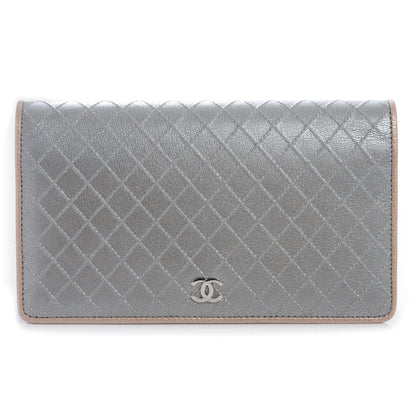 Chanel Diamond Stitched Yen Wallet Silver 1 of 8