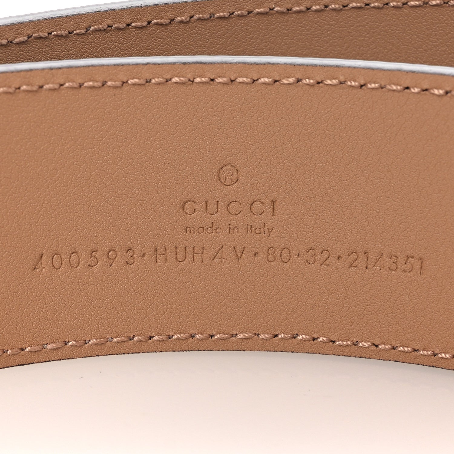 Gucci GG Supreme Monogram Plutone Calfskin Enamel Double G 40mm Belt 80 32 Beige Ebony Camelia 5 of 7