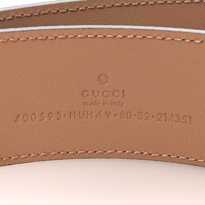 Gucci GG Supreme Monogram Plutone Calfskin Enamel Double G 40mm Belt 80 32 Beige Ebony Camelia 5 of 7