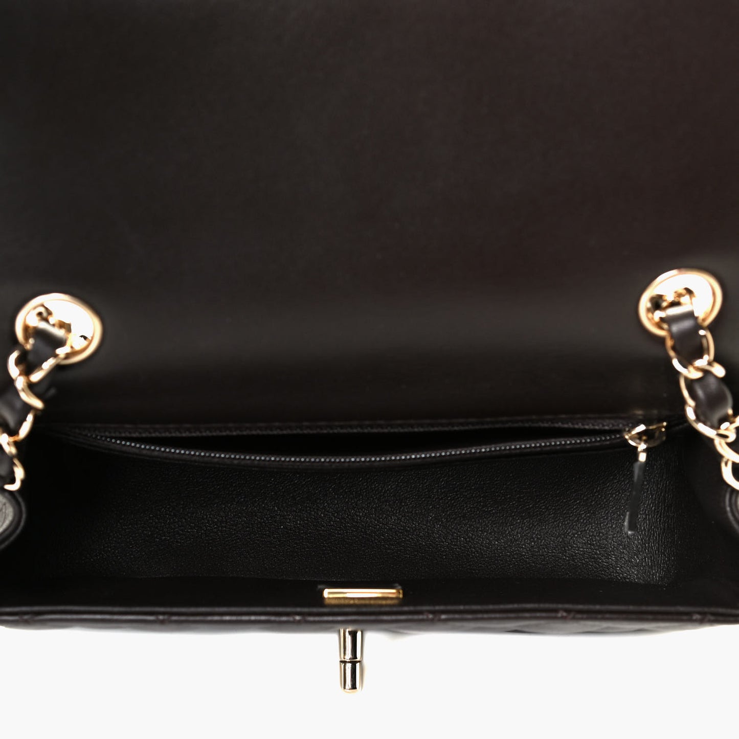 Lambskin Quilted Mini Rectangular Flap Dark Brown