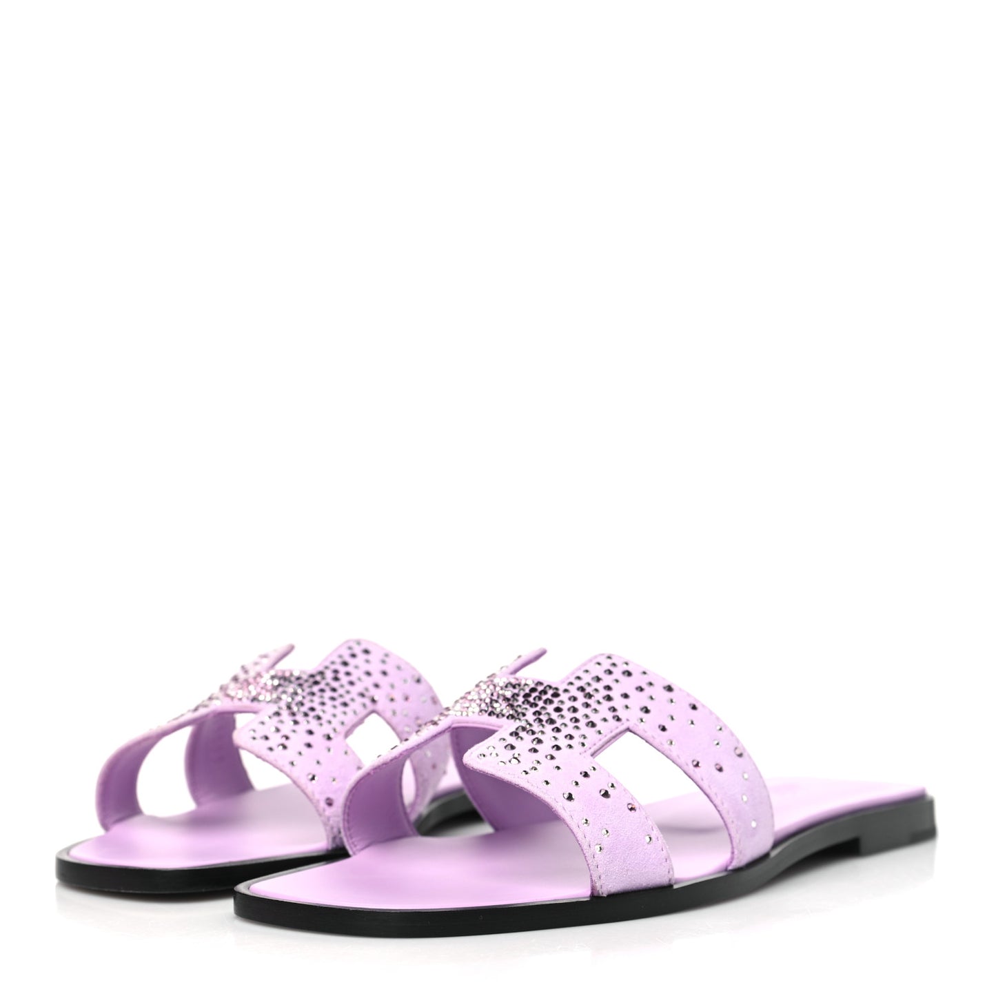 Suede Goatskin Crystal Oran Sandals 37 Violet Amethyste