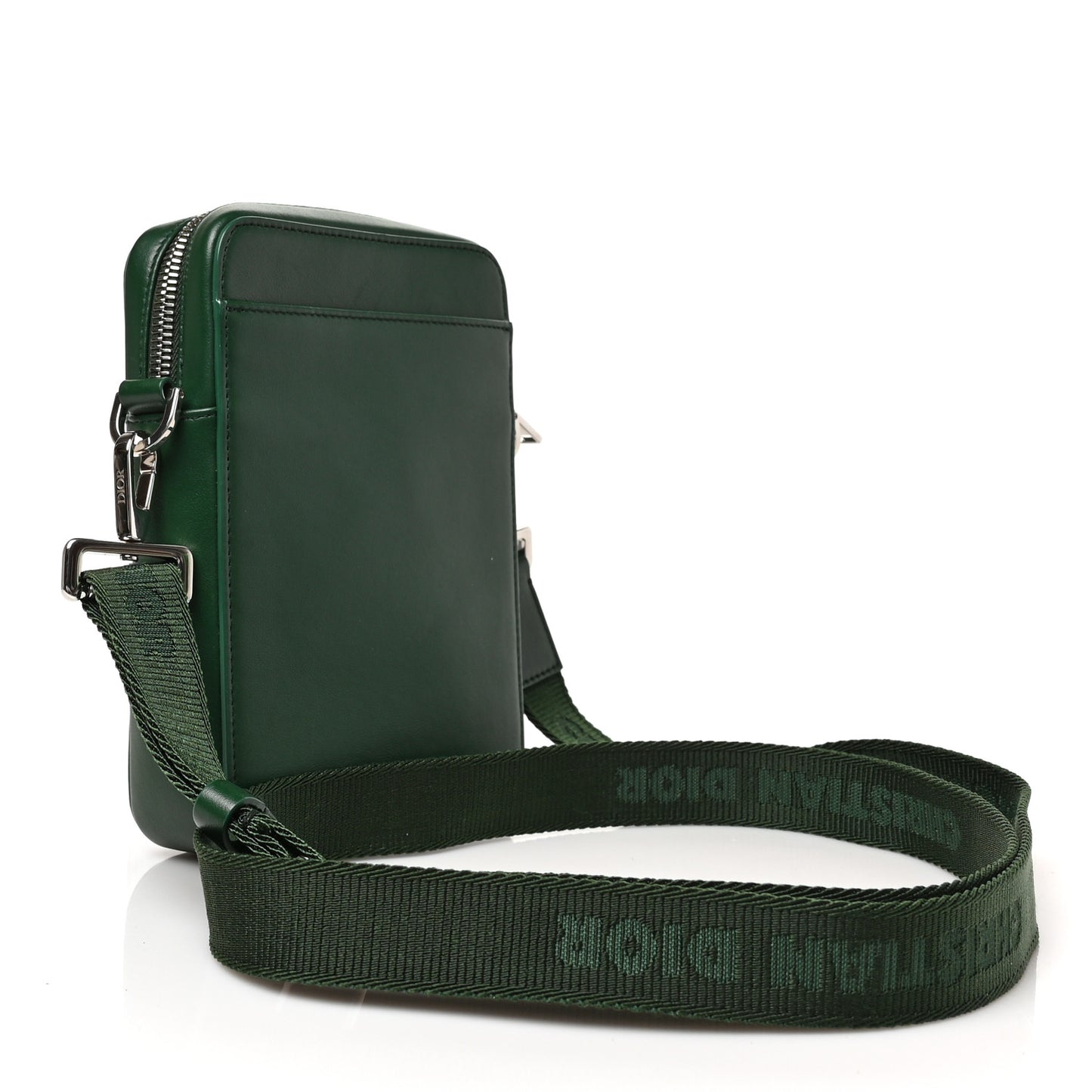 Calfskin Oblique Galaxy Perforated World Tour Messenger Pouch Green White