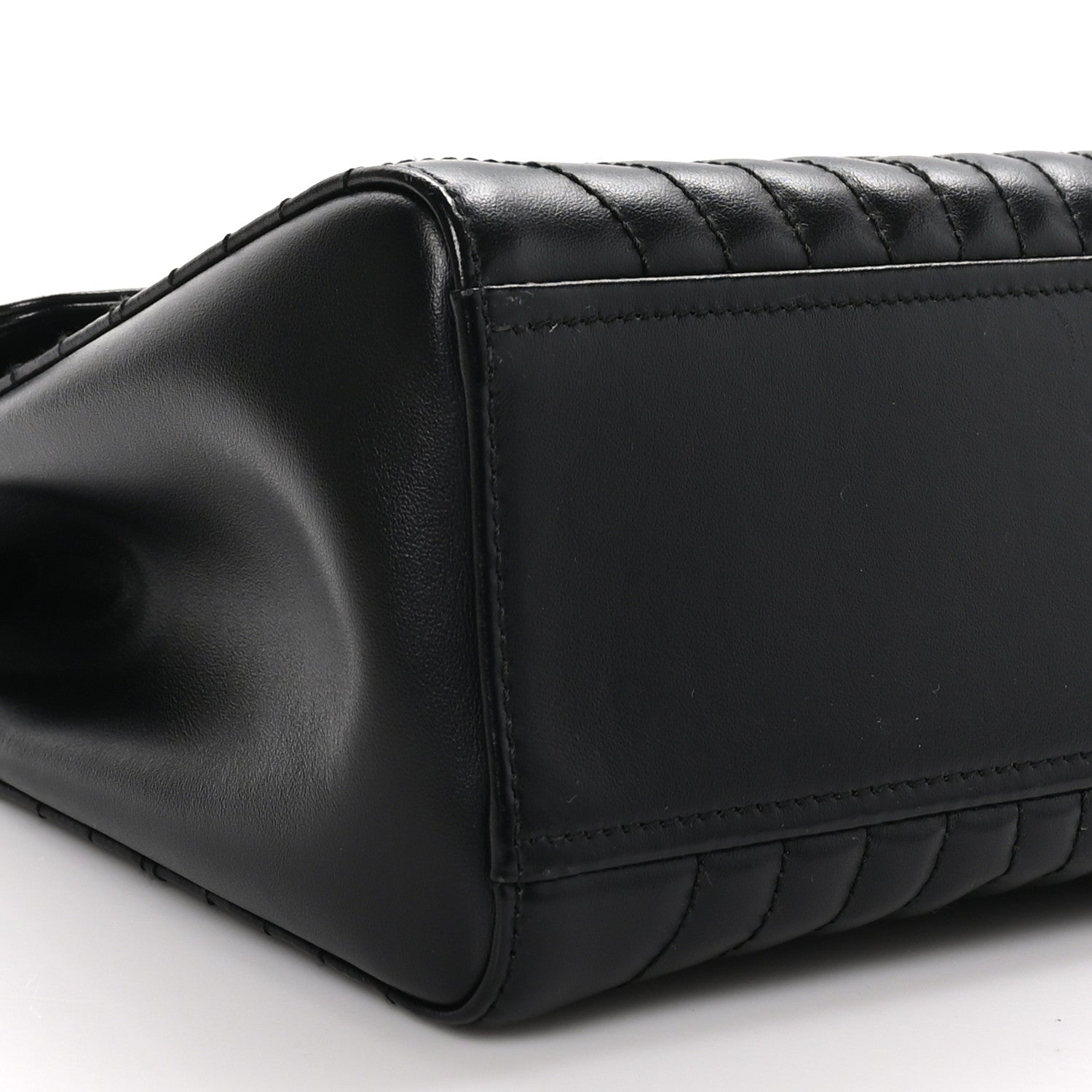 Prada Soft Calfskin Impunture Diagramme Flap Top Handle Bag Black 10 of 10