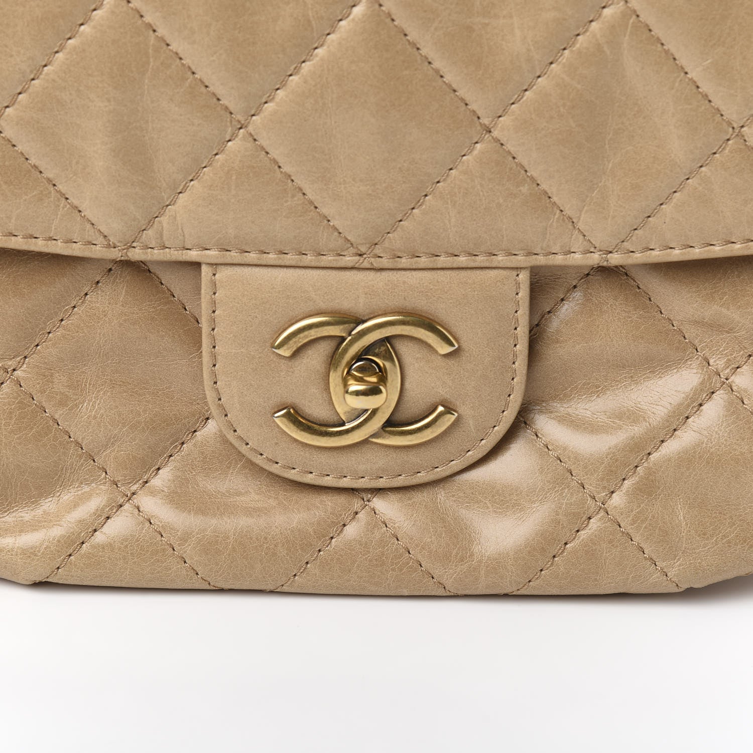 Chanel Glazed Calfskin Quilted Medium Bubble CC Flap Beige 13 of 14