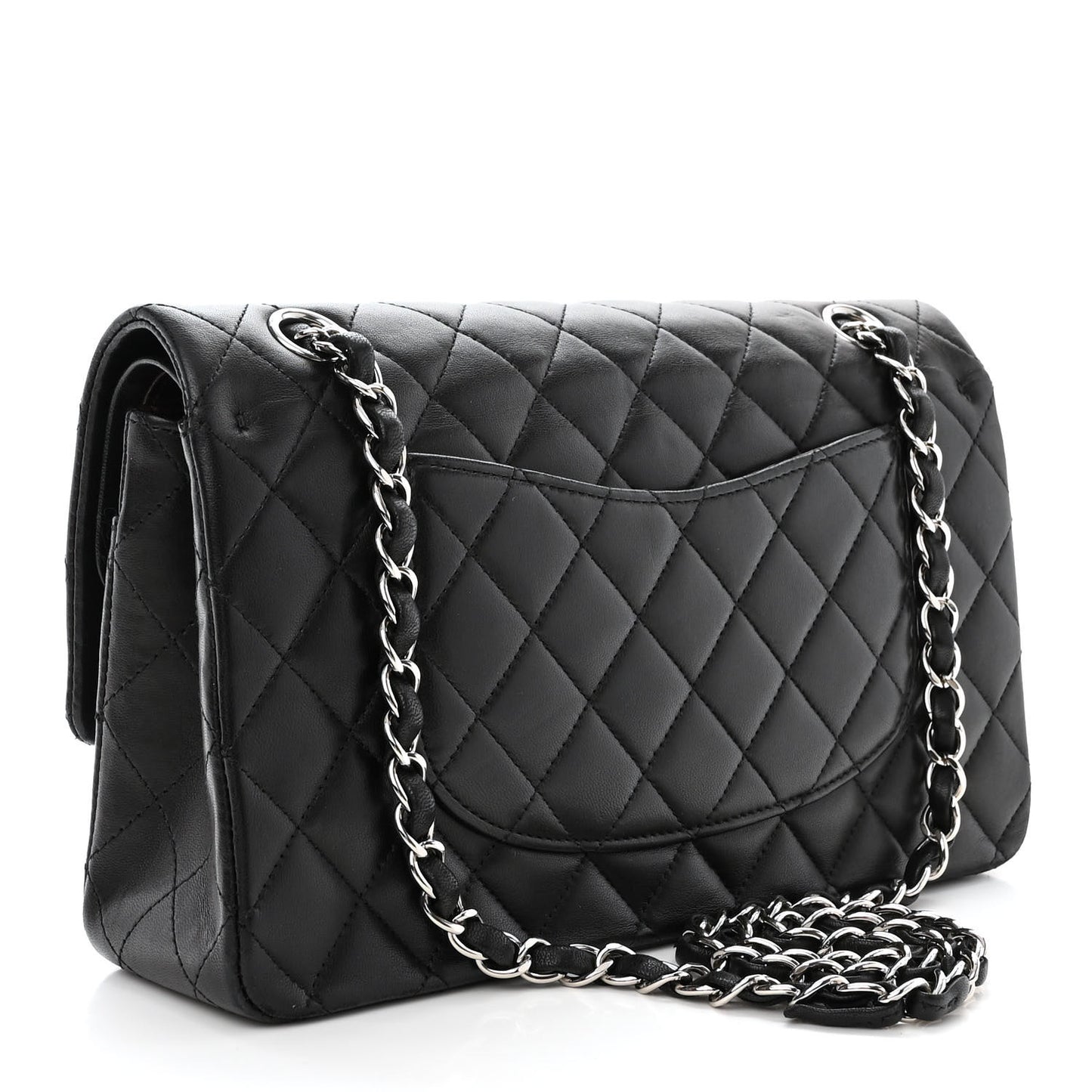 Lambskin Quilted Medium Double Flap Black