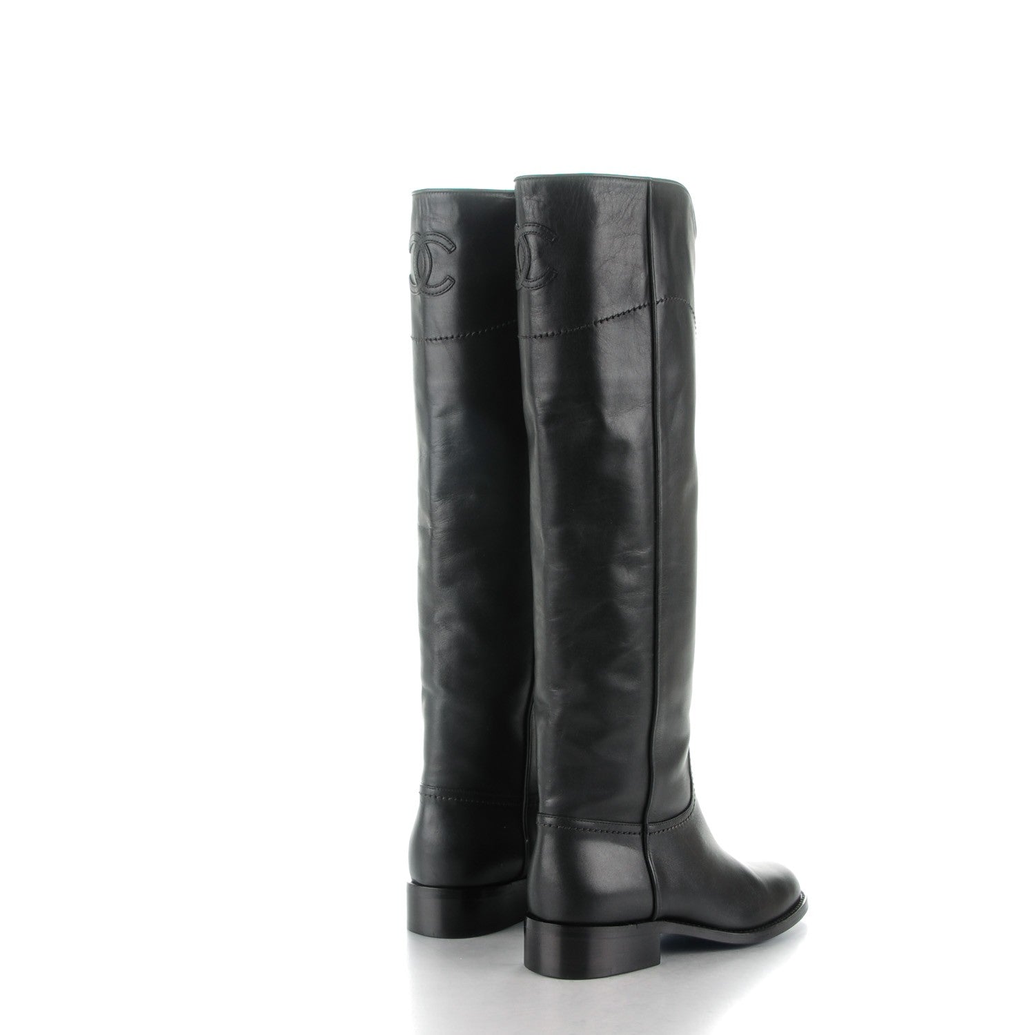Chanel Calfskin Ascot Riding Boots 35.5 Black 4 of 6
