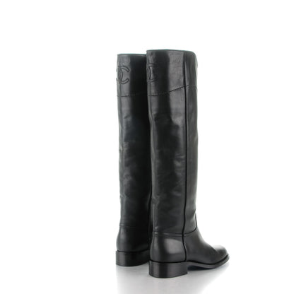 Chanel Calfskin Ascot Riding Boots 35.5 Black 4 of 6
