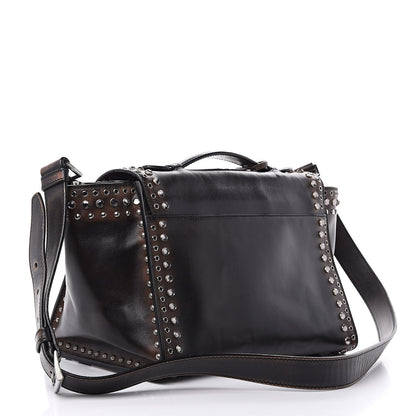 Prada Vitello Vintage Studded Sound Twin Pocket Satchel Ebano 3 of 17