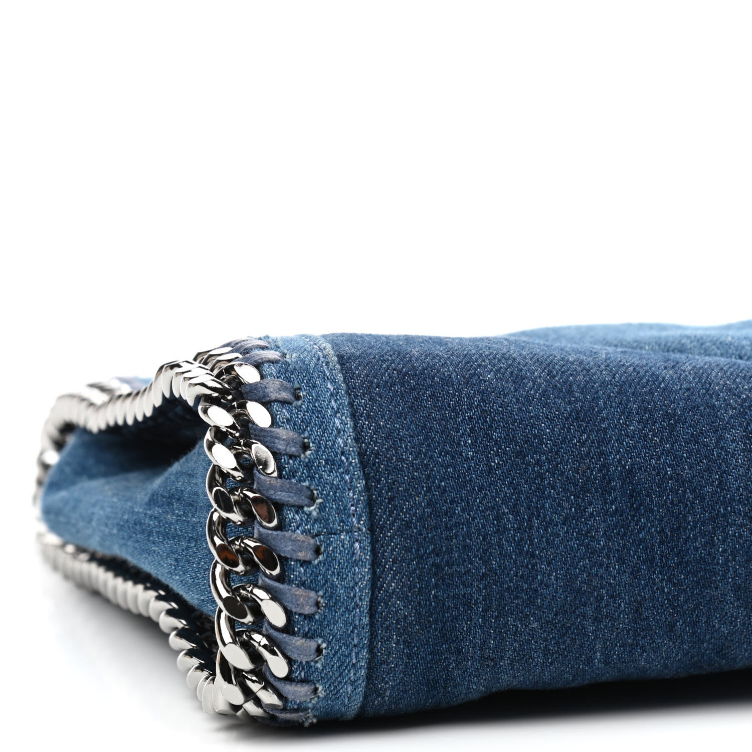 Stella McCartney Eco Denim Chevron Quilted Mini Falabella Fold Over Tote Blue 6 of 9