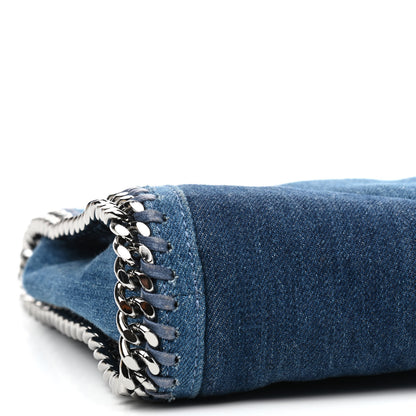 Stella McCartney Eco Denim Chevron Quilted Mini Falabella Fold Over Tote Blue 5 of 8