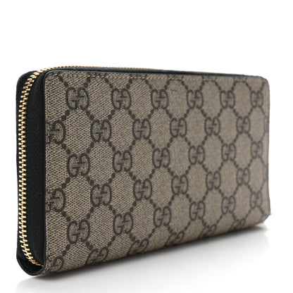 Gucci Dollar Calfskin GG Supreme Monogram GG Marmont Zip Around Wallet Black Beige Ebony 3 of 7