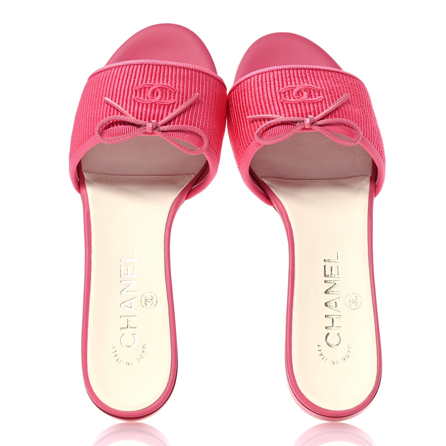 Chanel Fabric Embroidered CC Bow Mules 36 Dark Pink 2 of 10