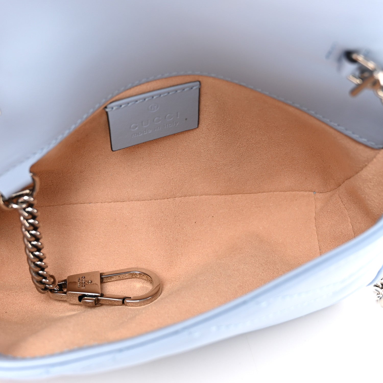 Gucci Calfskin Matelasse Super Mini GG Marmont Shoulder Bag Porcelain Light Blue 5 of 11