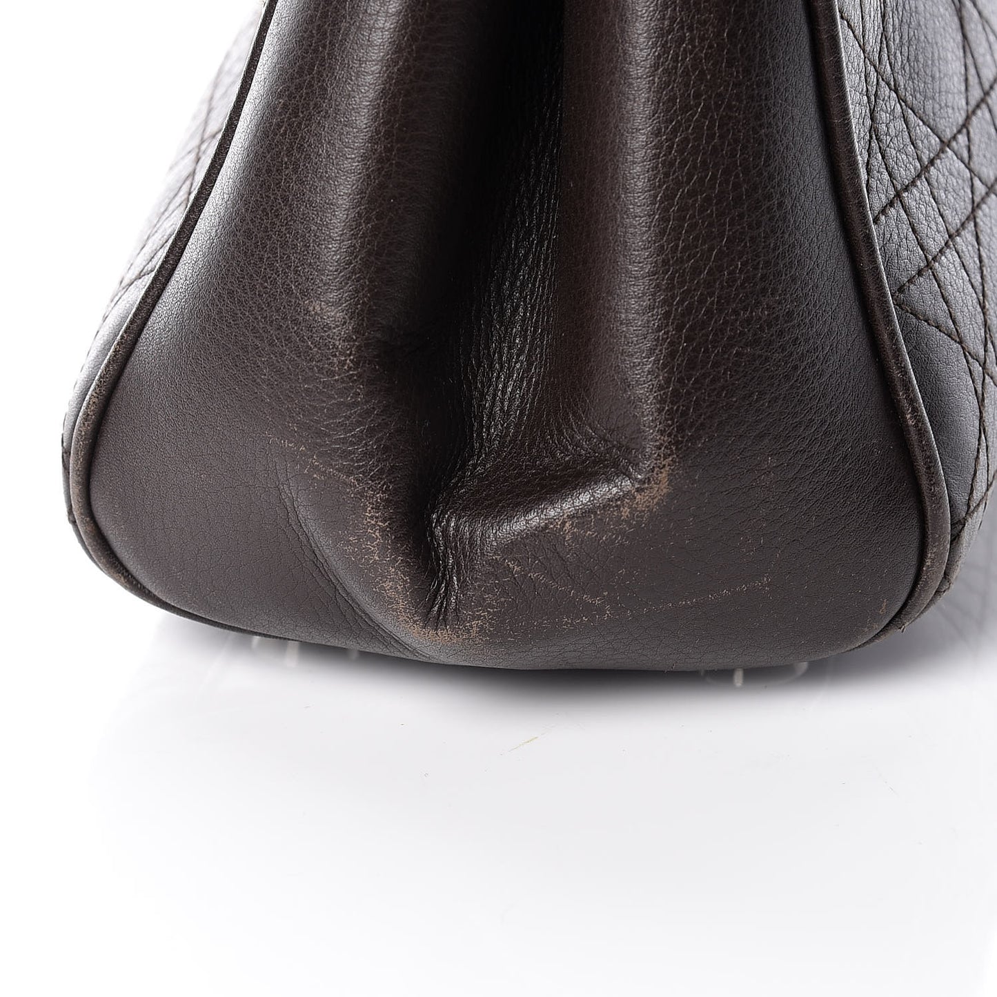 Calfskin Cannage Shoulder Bag Dark Brown