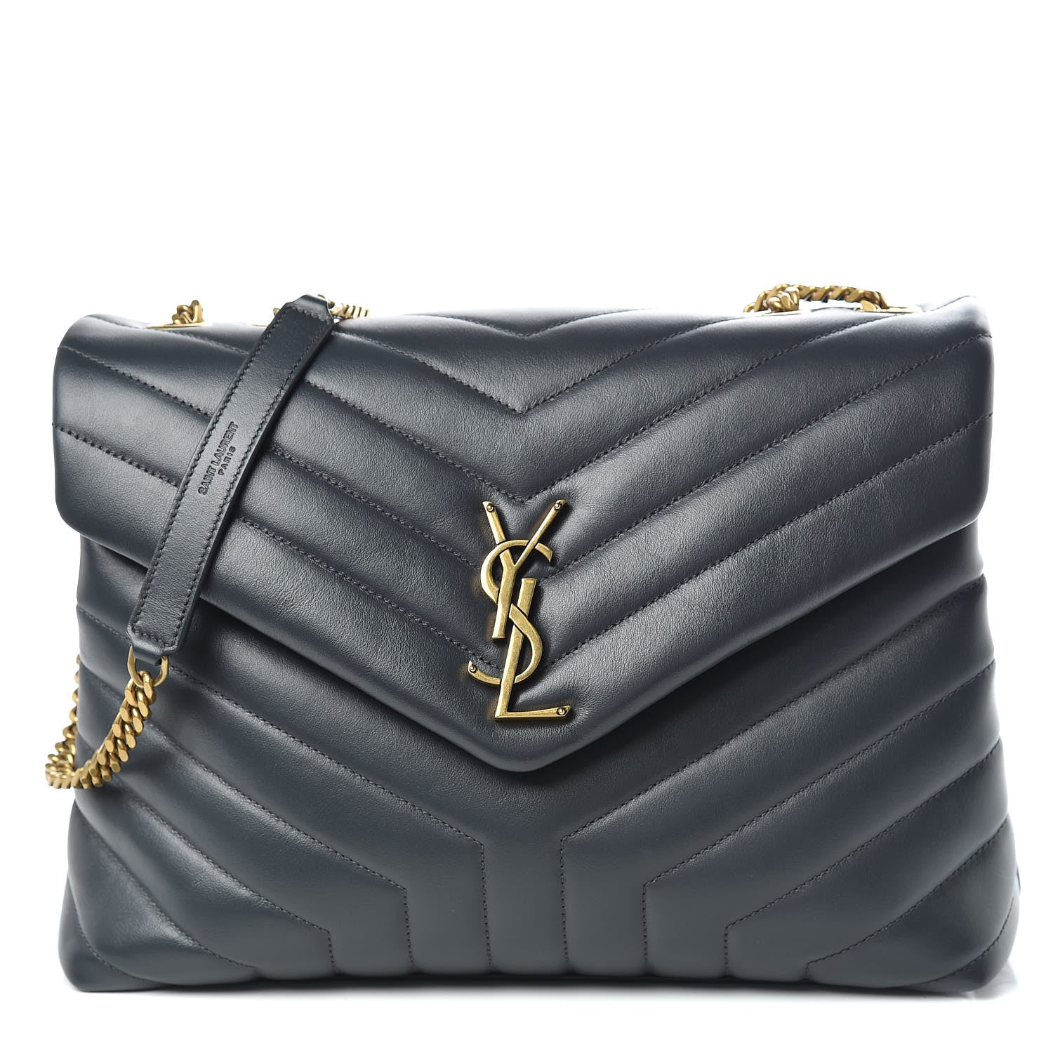 Saint Laurent Calfskin Y Quilted Monogram Medium Loulou Chain Satchel Asphalt 1 of 11