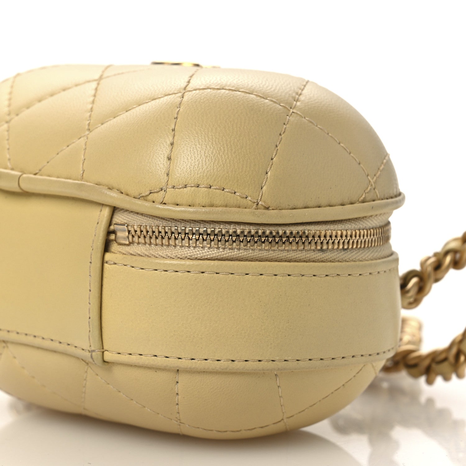 Chanel Lambskin Quilted CC Bubble Vanity Case With Chain Light Yellow 10 of 12