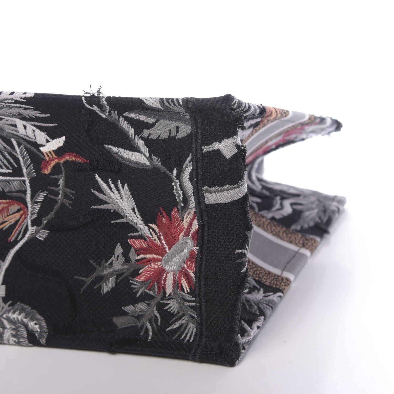 Christian Dior Canvas Embroidered Medium Camouflage Flowers Book Tote Black Multicolor 16 of 17