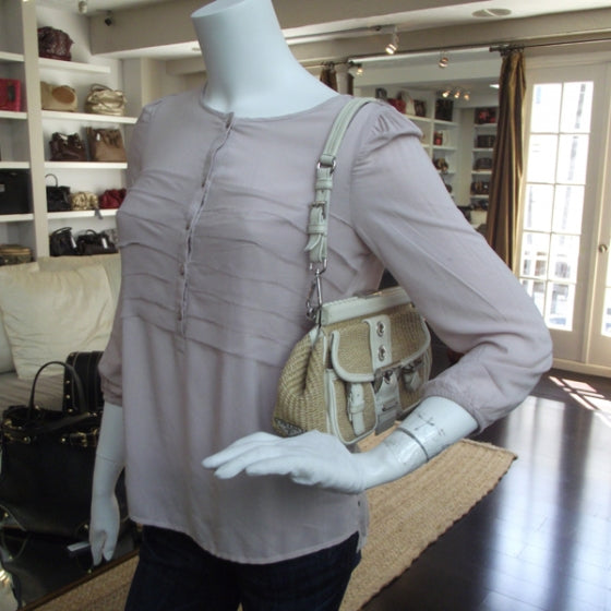 Paglia Straw Leather Framed Shoulder Bag