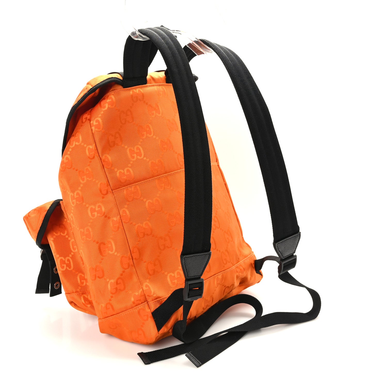 Gucci Econyl Nylon Monogram Off The Grid Utility Pocket Backpack Carrot Orange Black 3 of 9