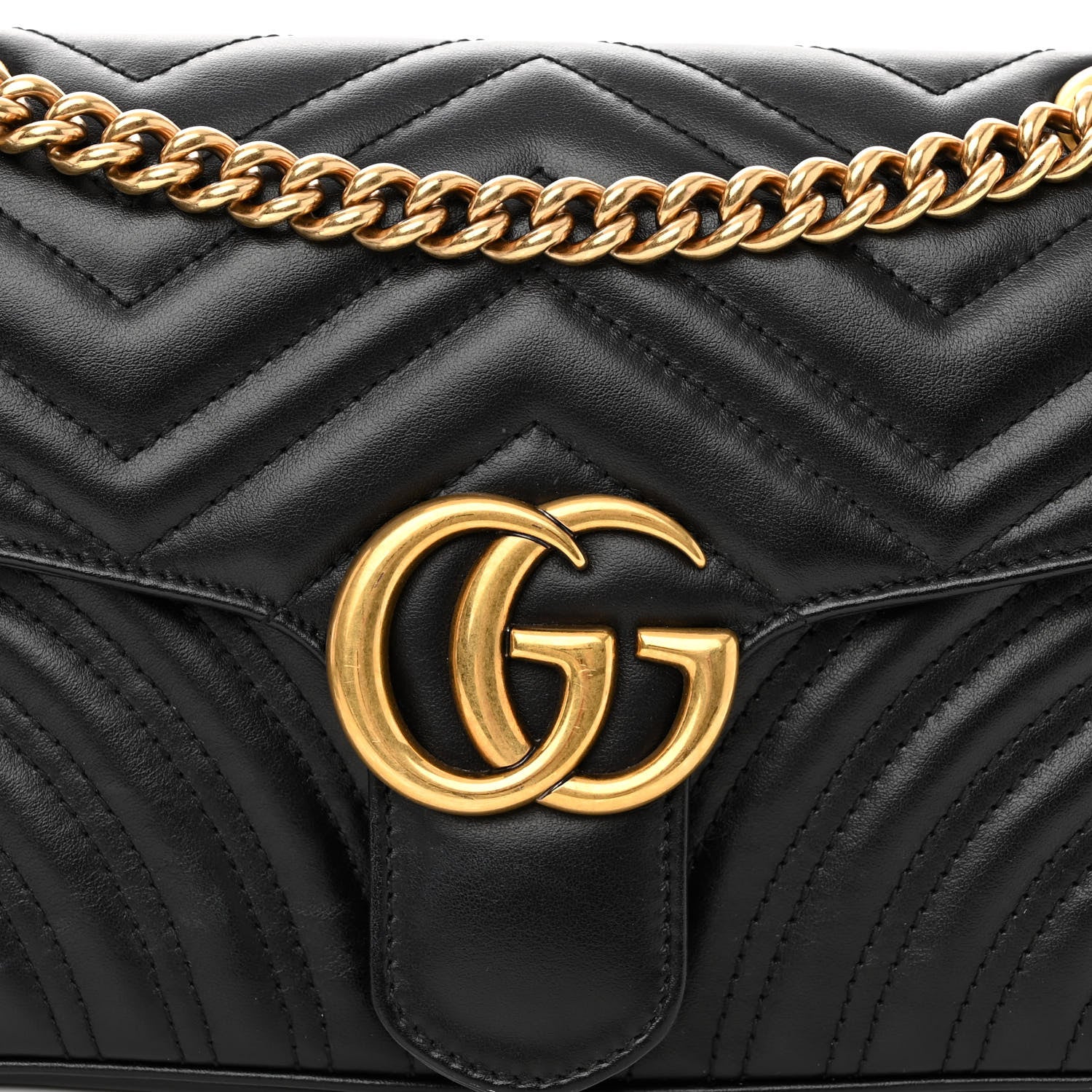 Gucci Calfskin Matelasse Small GG Marmont Shoulder Bag Black 7 of 9