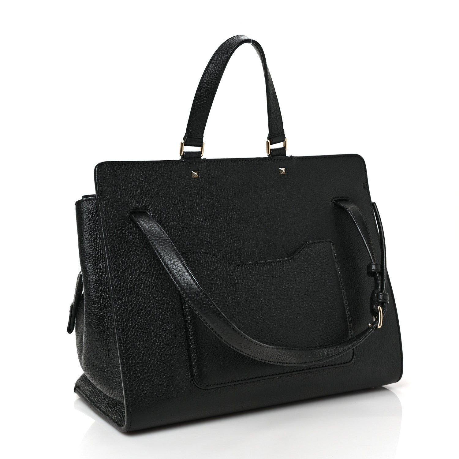 Valentino Garavani Pebbled Calfskin Large JoyLock Satchel Black 3 of 8