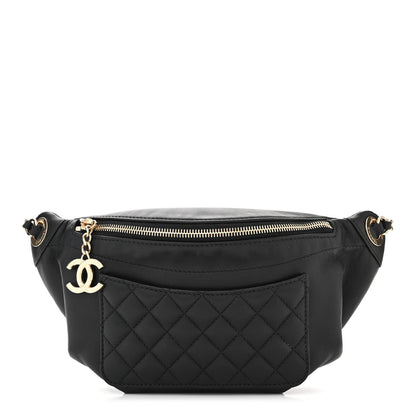 Chanel Lambskin Quilted Waist Bag Fanny Pack Black 1 of 11