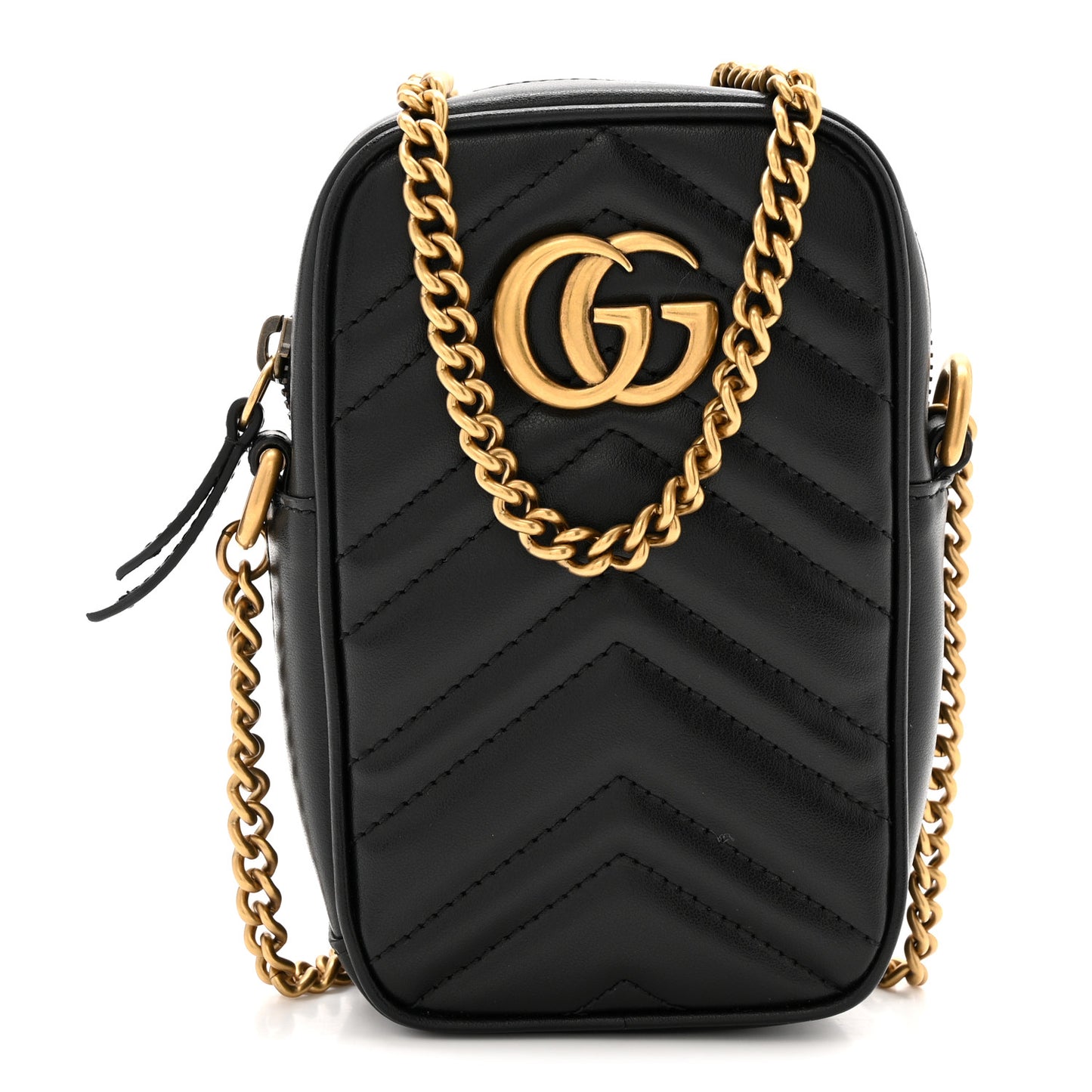 Calfskin Matelasse Mini GG Marmont Crossbody Bag Black