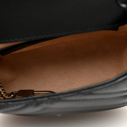Gucci Calfskin Matelasse Monochrome GG Marmont Chain Mini Belt Bag Black 5 of 9