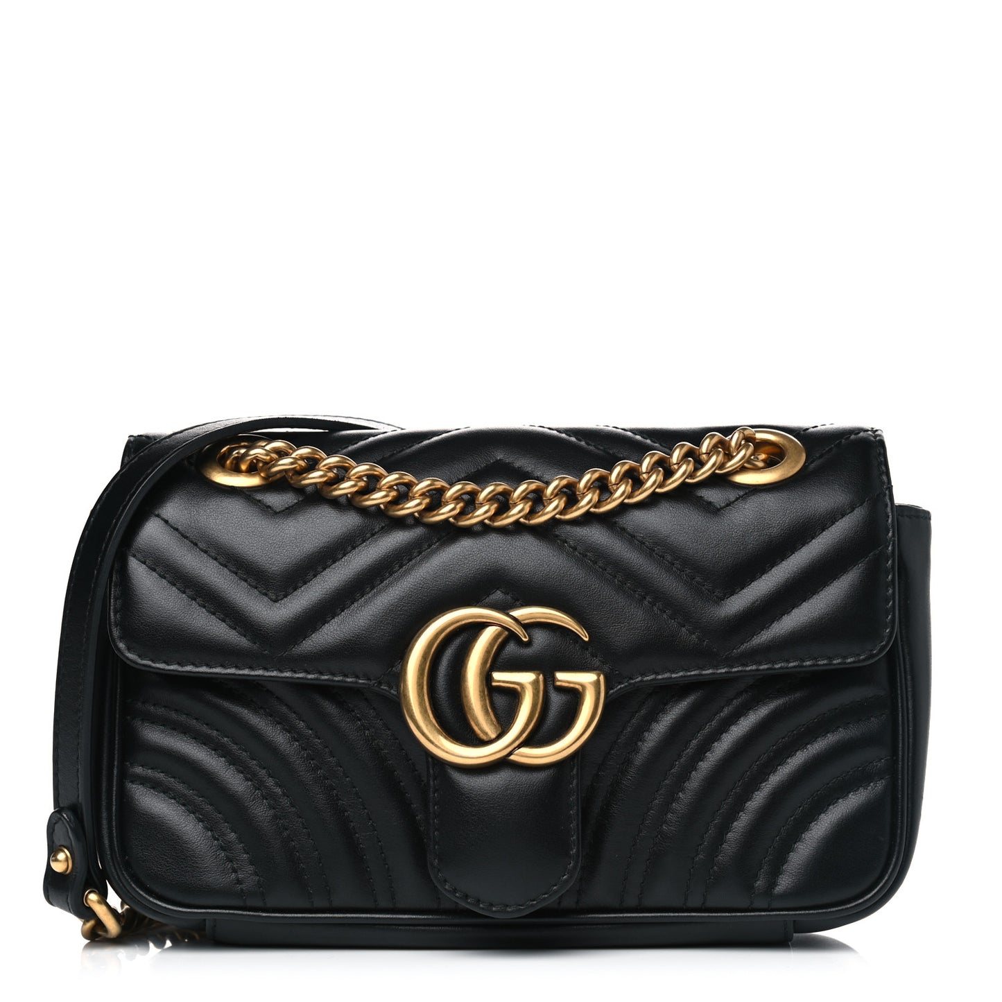 Calfskin Matelasse Mini GG Marmont Shoulder Bag Black