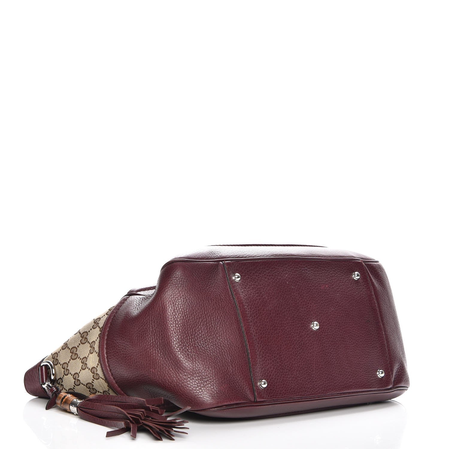 Gucci Monogram New Bamboo Medium Tassel Tote Bordeaux 4 of 12