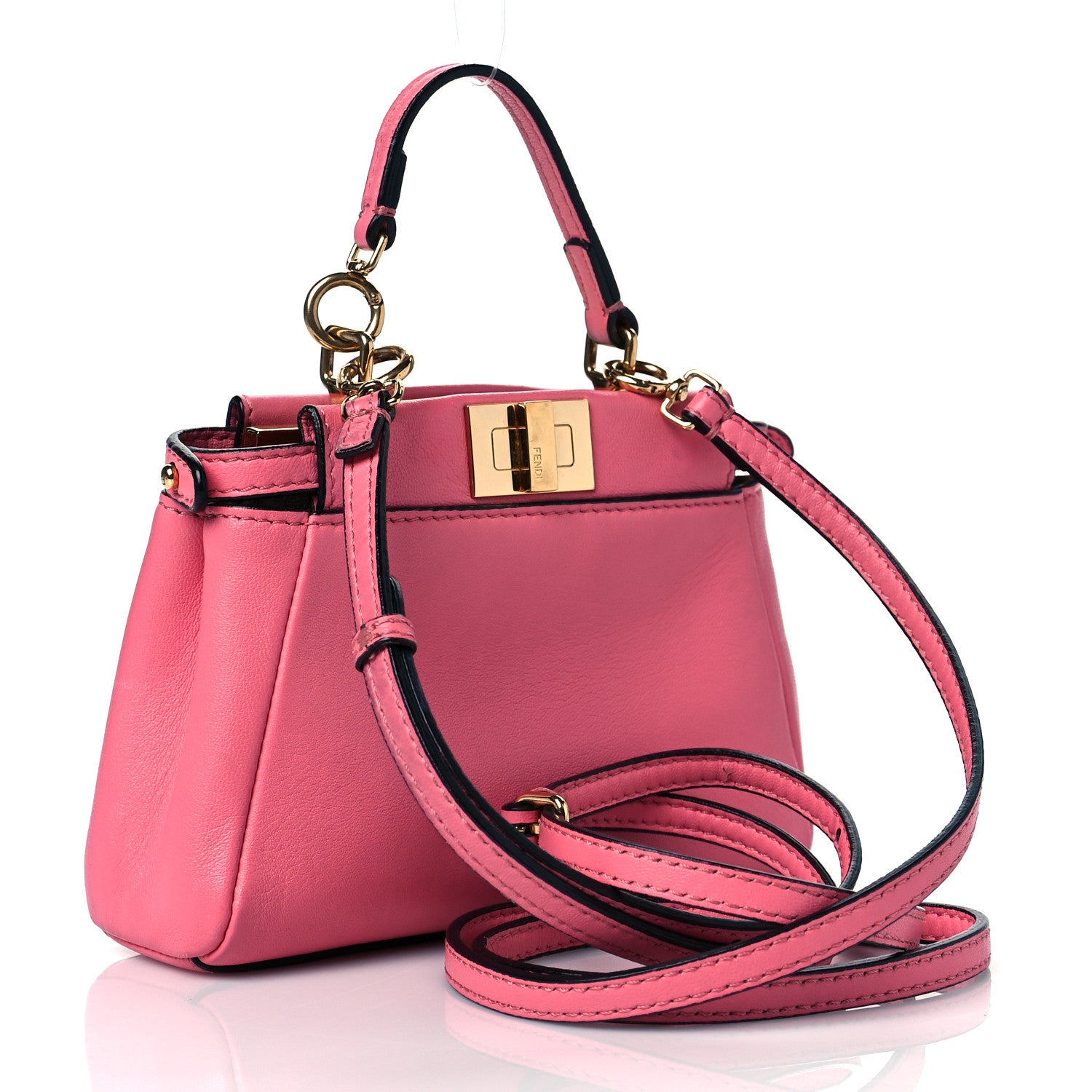 Fendi Shiny Nappa Micro Peekaboo Iconic Satchel Rosa Fluo 2 of 10