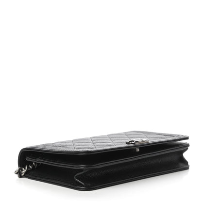 Chanel Caviar Quilted Boy Wallet On Chain WOC Black 4 of 11