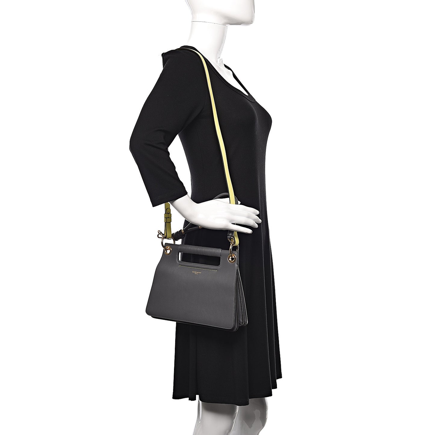 Calfskin Small Whip Top Handle Crossbody Storm Grey