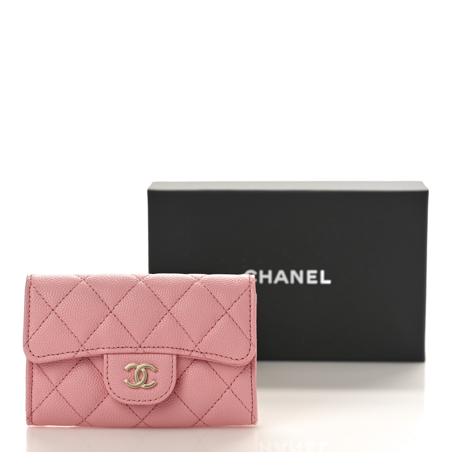 Chanel Caviar Quilted Flap Card Holder Wallet Light Pink 10 of 10