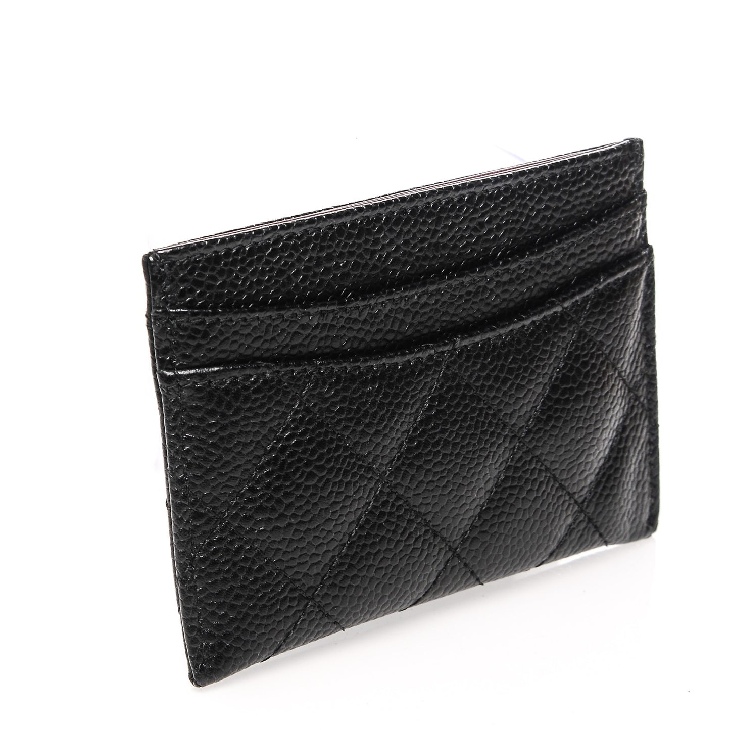 Caviar Quilted Card Holder Black